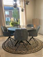 Zwarte Marmeren Eettafel - 130cm, Huis en Inrichting, Rond, Ophalen of Verzenden, Zo goed als nieuw, Vijf personen of meer