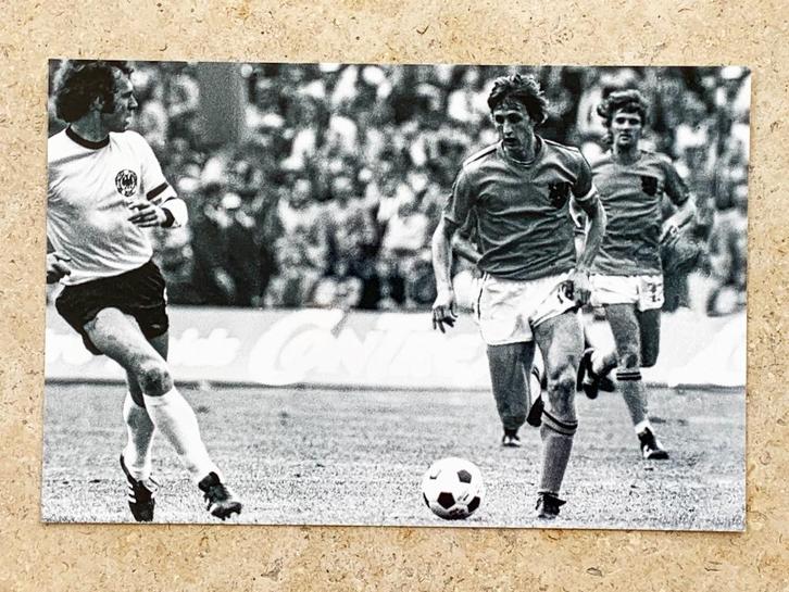 Org z/w foto Johan Cruijff_F Beckenbauer finale WK 7-7-'74, Verzamelen, Sportartikelen en Voetbal, Nieuw, Poster, Plaatje of Sticker