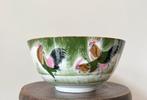 Porselein vintage schaaltje kippen en haan in groen roze, Antiek en Kunst, Ophalen of Verzenden