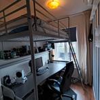 Ikea hoogslaper met bureau, boekenplank, ladeblok en klamboe, Ophalen, Gebruikt, 90 cm, Eenpersoons