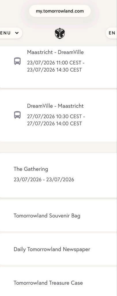 Tomorrowland Global journey W2 full madnes incl Bus reis, Tickets en Kaartjes, Kortingen en Cadeaubonnen, Eén persoon, Overige soorten