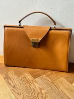 Vintage leren handtas cognac aktetas, Ophalen of Verzenden, Zo goed als nieuw, Bruin, Handtas