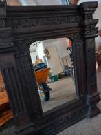 Spiegel met bewerkte houten lijst, Huis en Inrichting, Woonaccessoires | Spiegels, Ophalen, Rechthoekig, Minder dan 50 cm, Minder dan 100 cm