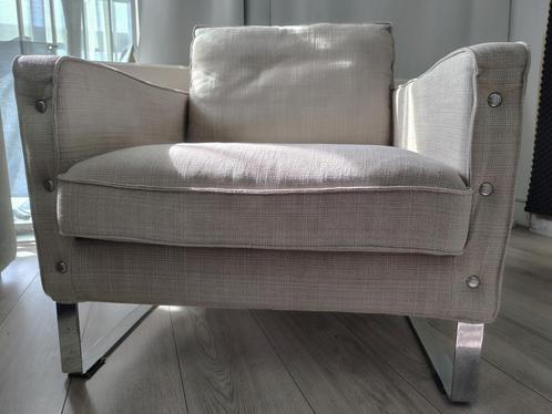Ikea Mellby fauteuil/ Beige/ rvs poten/ vraagpijs 45€, Huis en Inrichting, Fauteuils, Zo goed als nieuw, Metaal, Stof, Ophalen