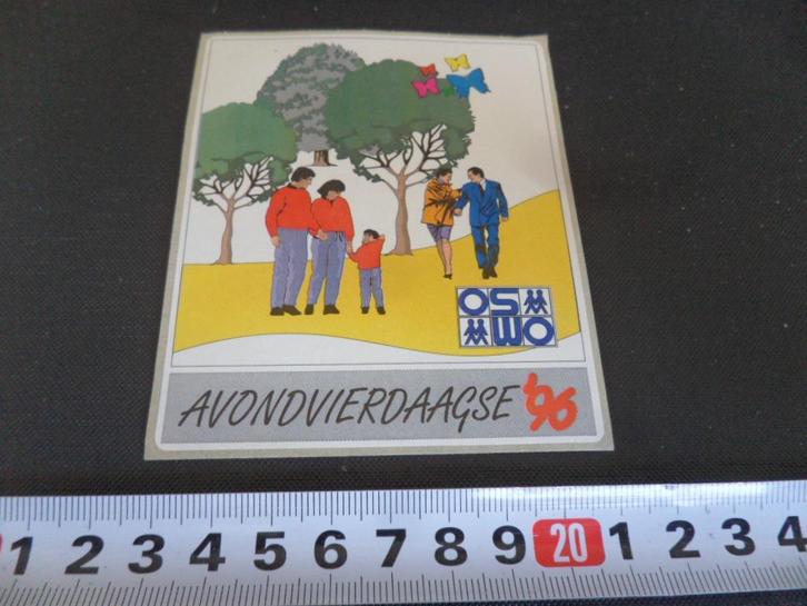 sticker Avondvierdaagse 1996 OSWO  wandelsport, Verzamelen, Stickers, Zo goed als nieuw, Bedrijf of Vereniging, Ophalen