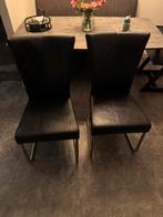 4 Leren HVS Eetkamerstoelen, Ophalen, Gebruikt, Zwart, Leer
