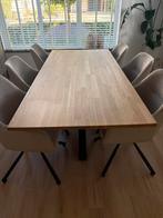 Eikenhouten eetkamertafel met zwart stalen poot, Huis en Inrichting, Tafels | Eettafels, Ophalen, Eikenhout, 200 cm of meer, 50 tot 100 cm