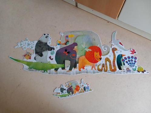 Djeco Vloer puzzel 1.m 33  dieren optocht, Kinderen en Baby's, Speelgoed | Kinderpuzzels, Zo goed als nieuw, 2 tot 4 jaar, 10 tot 50 stukjes