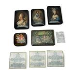 Vijf Russische papier-maché lakwerk doosjes, Ophalen of Verzenden