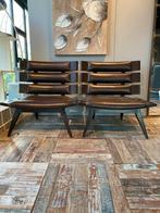 Vintage bruin leren club fauteuils, Gebruikt, Ophalen of Verzenden, 75 tot 100 cm, Leer