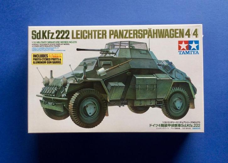 Tamiya	35270	Sd.Kfz.222 w/Photo Etched Parts & barrels	1/35, Hobby en Vrije tijd, Modelbouw | Auto's en Voertuigen, Nieuw, Tank