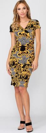 Joseph Ribkoff elegant zwart/gele stretch jurk mt 44, Overige kleuren, ., Maat 42/44 (L), Joseph Ribkoff