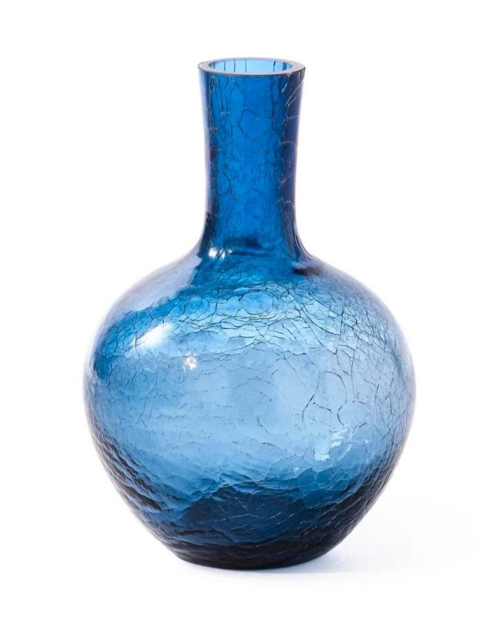 Vaas "Ball body crackled glass blue small" Polspotten, Huis en Inrichting, Woonaccessoires | Vazen, Nieuw, Blauw, Minder dan 50 cm