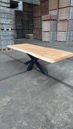 Suar boomstamtafel met matrix poot, Ophalen, 200 cm of meer, 50 tot 100 cm, Zo goed als nieuw