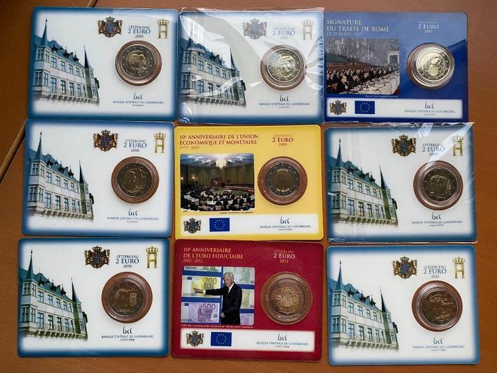 2 Euro Maxi-Coincards Luxemburg 2006 t/m 2025 BU kwaliteit, Postzegels en Munten, Munten | Europa | Euromunten, Setje, 2 euro