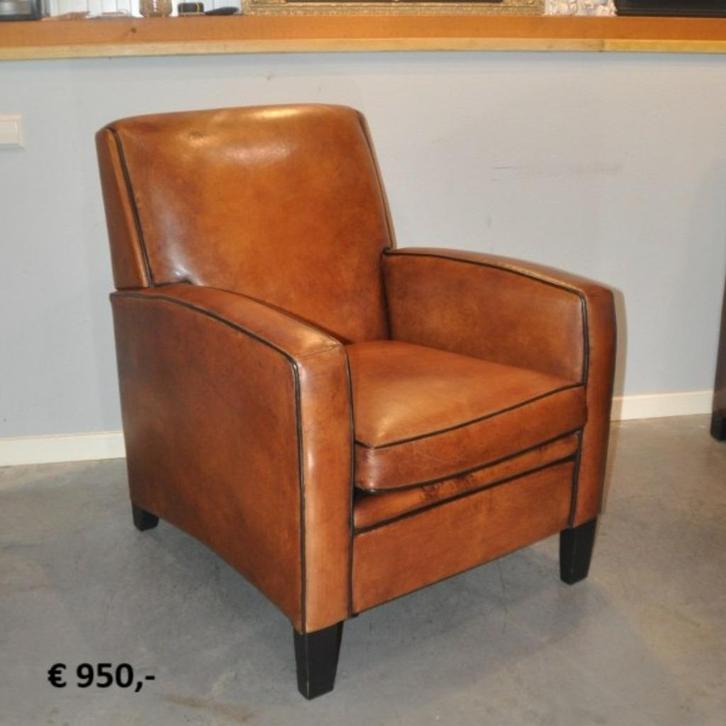 Schapenleren Art Deco meubels, Huis en Inrichting, Fauteuils, Zo goed als nieuw, Leer, 75 tot 100 cm, Ophalen