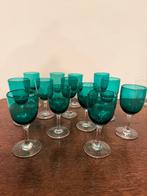 13 Victoriaanse Wijnglazen - Smaragdgroen, Ophalen