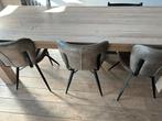 Massief eiken tafel met 6 stoelen, Ophalen, Gebruikt, 4 tot 6 stoelen