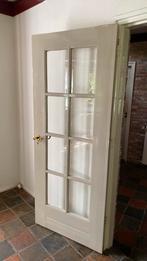 Houten paneel deur met glas in roedeverdeling, Doe-het-zelf en Verbouw, Ophalen, Gebruikt, 80 tot 100 cm, Binnendeur