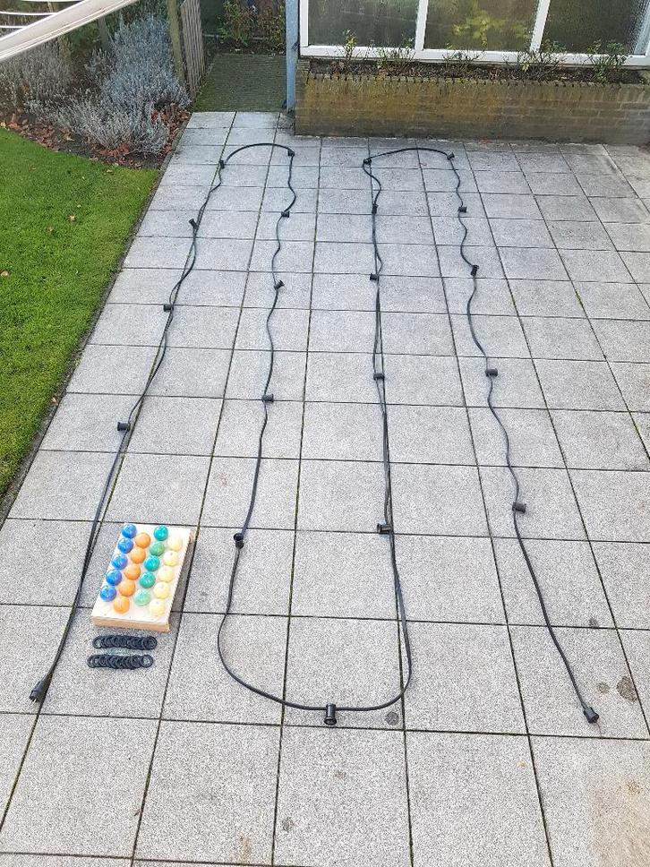 Prikkabel - feestverlichting 20 m met 20 fitt. + 20 lampen, Tuin en Terras, Buitenverlichting, Gebruikt, Overige typen, Overige materialen