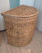 Rieten wasmand, bekleed, half rond, deksel 35x50x60 cm, Ophalen, Zo goed als nieuw, Rond, Riet