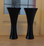 2 Zwarte grote vazen 50 cm ., Glas, Gebruikt, 50 tot 75 cm, Zwart