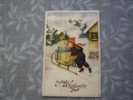 Gesigneerde Hannes Petersen jongen met slee en kado`s, Verzenden, 1920 tot 1940, Gelopen, Kinderen