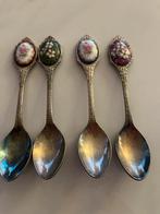 Zilveren lepeltjes met porseleinen details - Japan, Ophalen of Verzenden