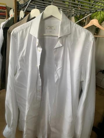 Profuomo Travel Shirt – White / Sky Blue – Slim Fit M beschikbaar voor biedingen