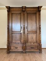 Antieke bruine eiken kast prachtig handwerk. Vakmanschap., Antiek en Kunst, Ophalen