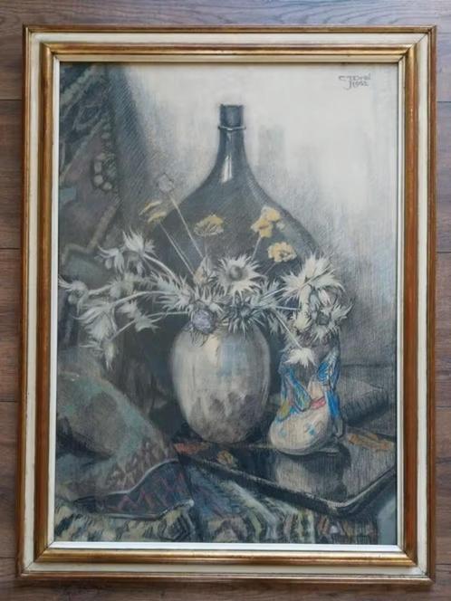 C.J. Dral (1914-1992) - Tekening Stilleven - 1952, Antiek en Kunst, Kunst | Tekeningen en Foto's, Ophalen