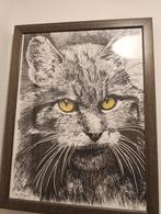 Cor Dam - Originele Tekening Kat, Antiek en Kunst, Kunst | Tekeningen en Foto's, Ophalen of Verzenden