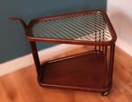 Art-deco trolley/serveerwagen van mahoniehout met glasplaat, 55 tot 75 cm, Overige vormen, Hout, Ophalen