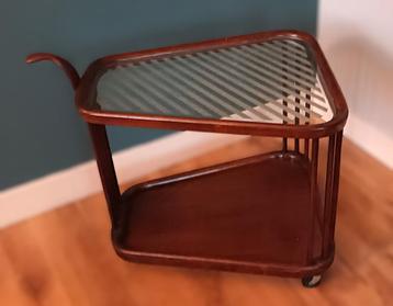 Art-deco trolley/serveerwagen van mahoniehout met glasplaat beschikbaar voor biedingen