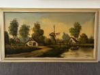 Schilderij met molen en landschap - Jan Verheul, Ophalen of Verzenden