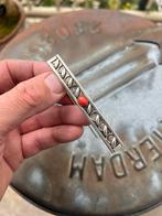 Antiek zilveren haar klem met bloedkoraal, Antiek en Kunst, Ophalen of Verzenden, Zilver