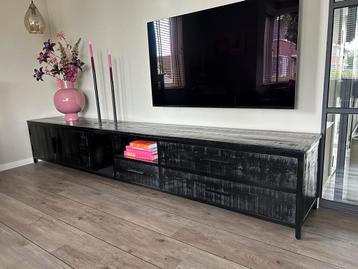 TV Meubel tv kast Zen-Lifestyle 300cm Zwart Hout Staal beschikbaar voor biedingen