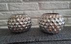 Theelichtjeshouders silver kleur kristal patronen., Verzenden, Nieuw, Overige materialen, Minder dan 25 cm