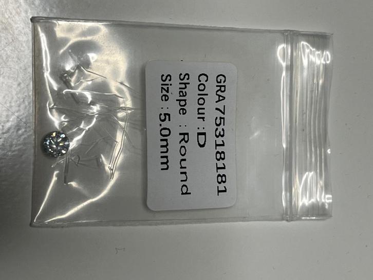 5,0 mm Premium Lab-Grown Moissanite (diamant), Sieraden, Tassen en Uiterlijk, Edelstenen, Nieuw, Verzenden