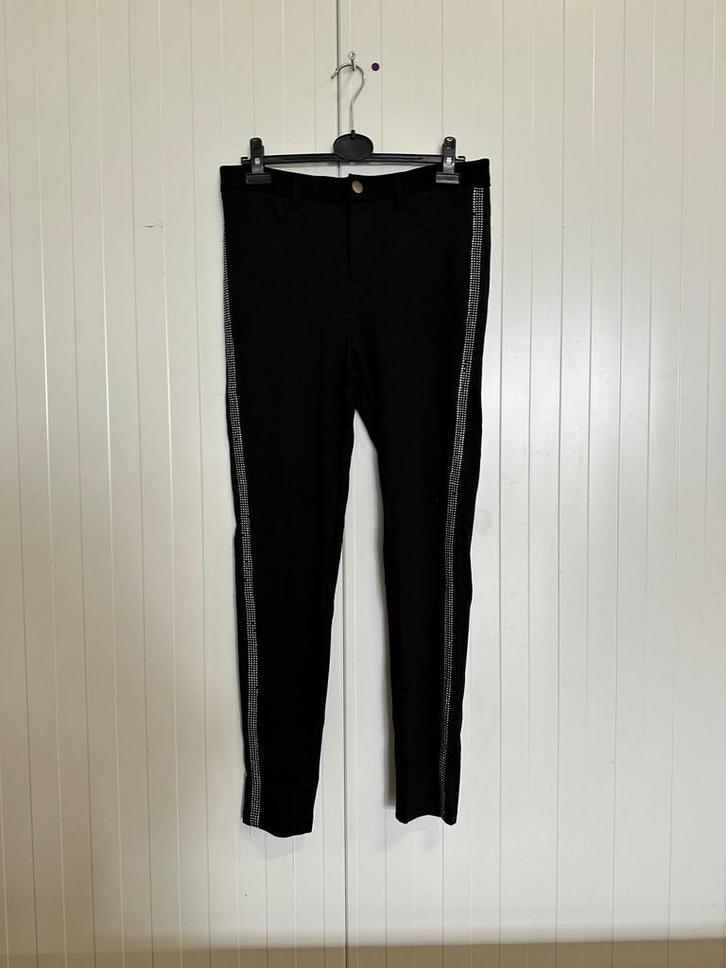 Zwarte dames stretch broek met glitters maat xxl, Kleding | Dames, Broeken en Pantalons, Zo goed als nieuw, Maat 42/44 (L), Zwart