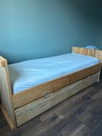 Bed met onderschuifbed van Jorg Steigerhout, Ophalen, Gebruikt, Eenpersoons, Steigerhout