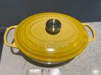 Le Creuset braadpan 29 cm Citroen heel goede staat, Gietijzer, Ophalen of Verzenden, Zo goed als nieuw, Keramische plaat