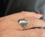 Zilveren Art Nouveau ring met zwaan. 2025/571., Antiek en Kunst, Antiek | Goud en Zilver, Ophalen of Verzenden, Zilver