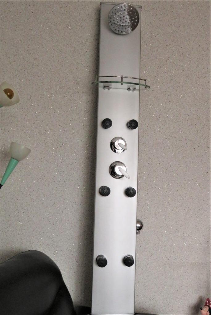 Douchezuil met regendouche en 6 massagestralen, nieuw., Doe-het-zelf en Verbouw, Sanitair, Nieuw, Douche, Chroom, Glas, Ophalen