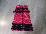 Charleston jurkje 36/38 donkerrood met zwarte franjers  zgan, Carnaval, Ophalen of Verzenden, Zo goed als nieuw, Kleding