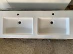 Dubbele meubelwastafel 120x46cm met 2 kraangaten, Ophalen of Verzenden, Nieuw, Steen, Wastafel