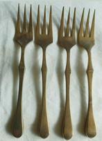 Retro vintage massieve bronzen taart vorkjes dessertvorkjes, Antiek en Kunst, Ophalen of Verzenden
