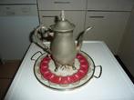antieke tinnen theepot met dienblad porcelein, Antiek en Kunst, Ophalen of Verzenden