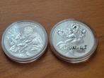 2 x 1 oz zilver. Street Fighter Silver Coins; Ryu & Chun-Li., Ophalen of Verzenden, Zilver