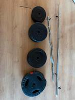 Halterset 80 kg met rechte stang en EZ-bar – nieuwstaat, Ophalen, Zo goed als nieuw, Halterset